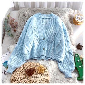 Cable Knit loose fit Cropped Cardigan